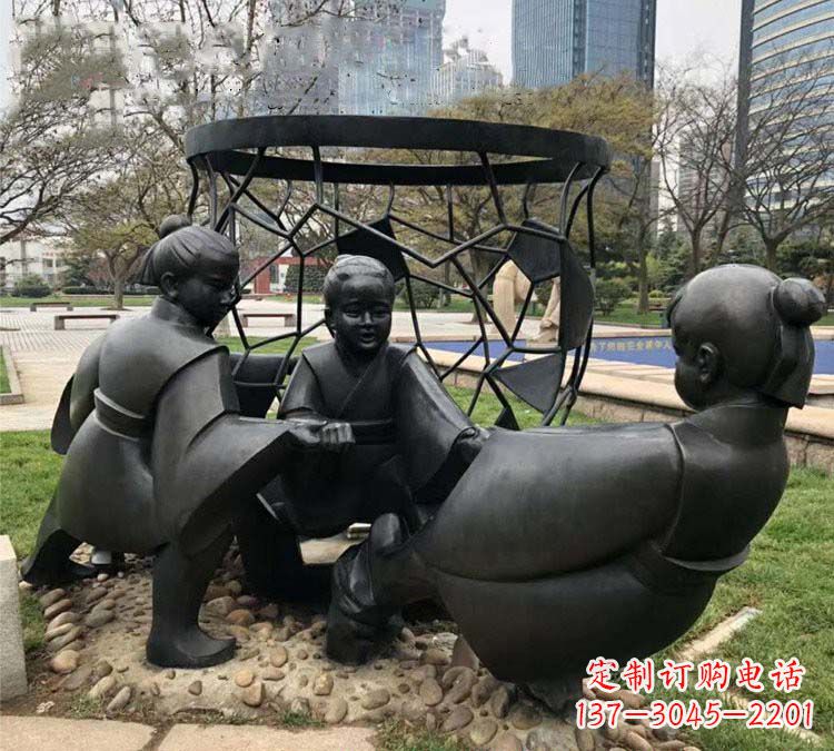 吉林铸铜公园司马光砸缸儿童雕塑