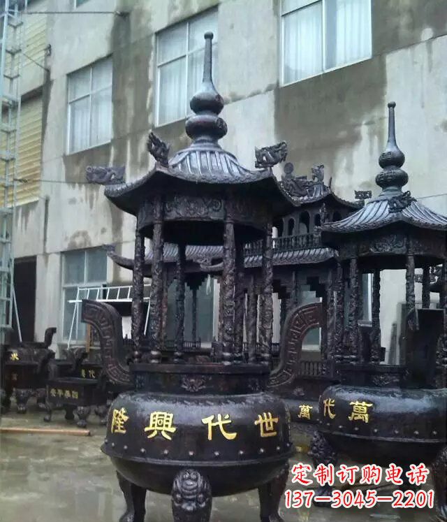 吉林铸铜寺庙香炉铜雕 (3)