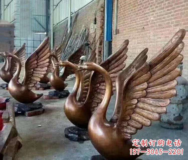 吉林铸铜天鹅喷水动物喷泉雕塑