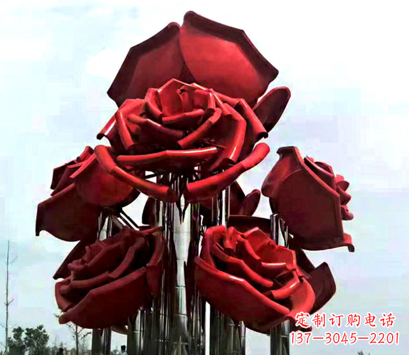 吉林大型不锈钢玫瑰花雕塑