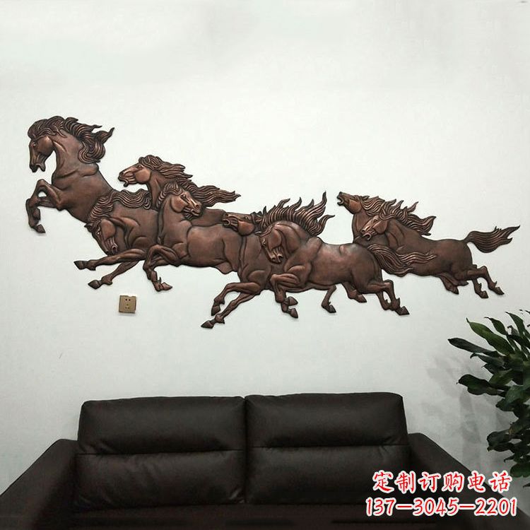 吉林紫铜马儿浮雕装饰画