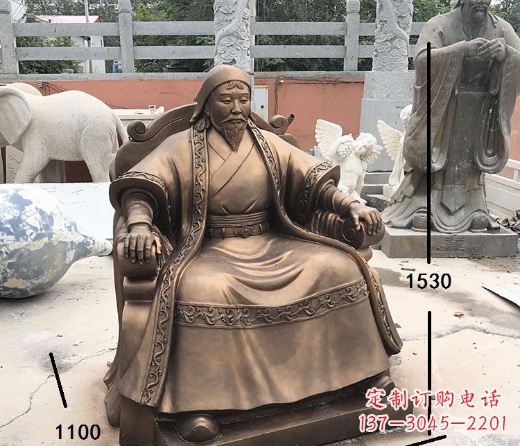 吉林坐式成吉思汗铜雕 (2)