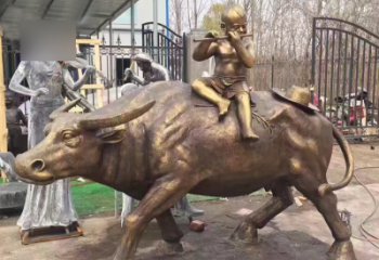 吉林吹笛子的牧童牛公园景观铜雕