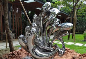 吉林景观雕塑-公园创意不锈钢镜面珊瑚景观雕塑